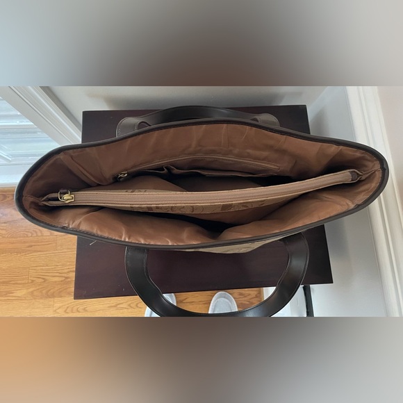 Timeless Classic Y2K Ralph Lauren Khaki Canvas And Dark Brown Leather Large Tote - Picture 5 of 15